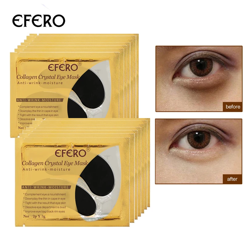 

EFERO Collagen Eye Mask Black Crystal Eye Mask Dark Circles Eyelid Patches Anti Aging Anti Wrinkle Eyes Care Serum 30pcs=15packs