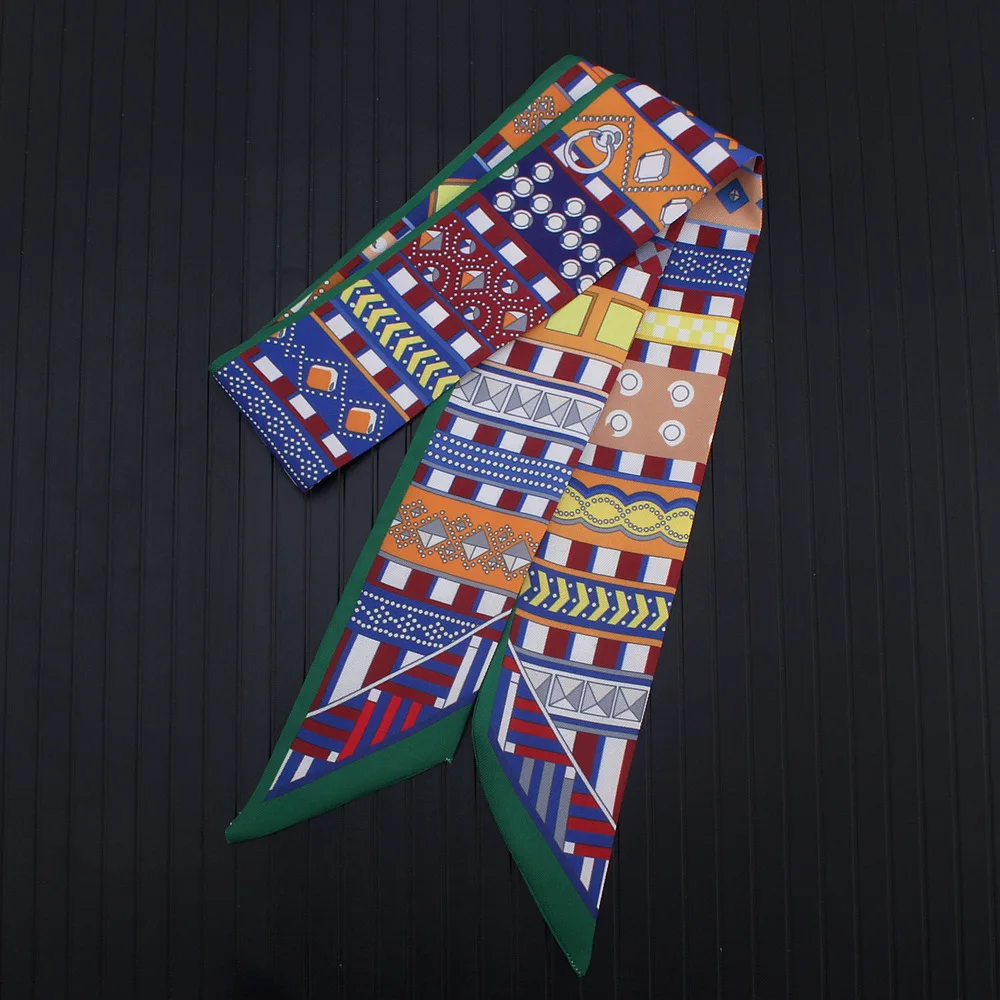 100*5cm 2018 new narrow scarf tied bag handle scarf small ribbon scarf ladies scarf Hair Bags Handle Decoration Tie Hand Ribbon