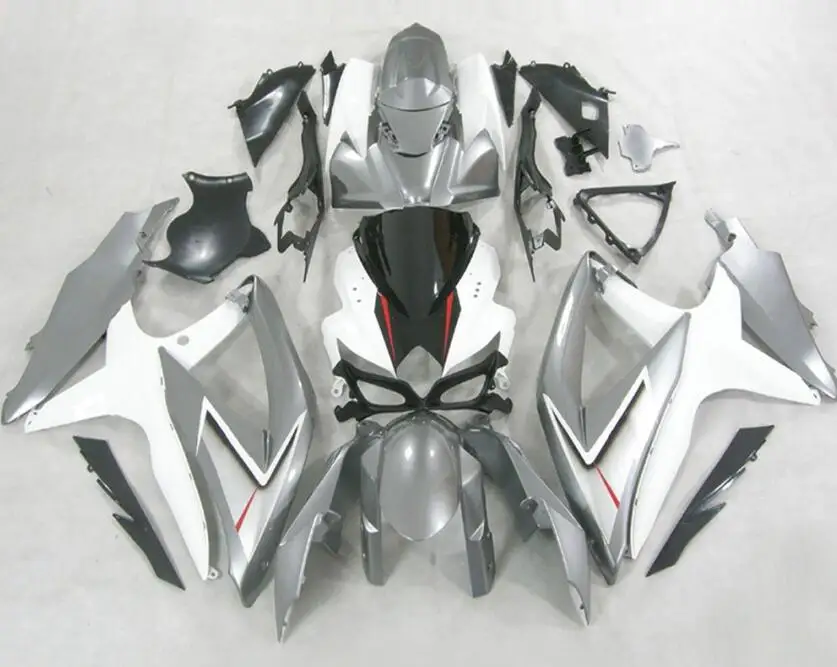 

3Gifts New ABS Fairings Kit 100% Fit For SUZUKI GSXR600 GSXR750 08 09 10 R600 R750 K8 GSXR 600 750 2008 2009 2010 white gray