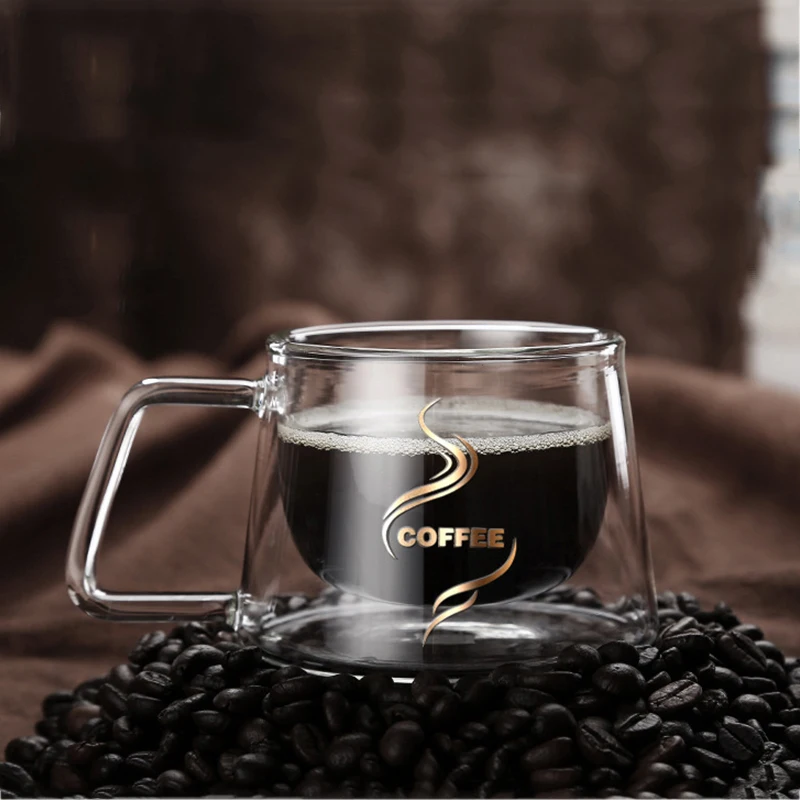 

200ML Creative Double Layers Borosilicate Glass Coffee Mug Heat Resistance Tea Milk Cup Drinkware Water Bottle Glass Tea Mug