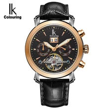 IK Colouring Sapphire Glass Automatic SelfWind Men Watch 10ATM Deep Waterproof Luminous Display Hollow Back Cover Business Style