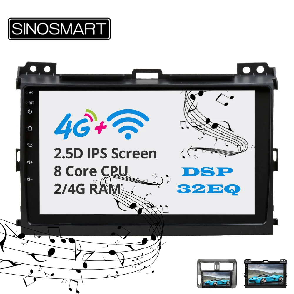 Sale Sinosmart  Android 8.1 2Din IPS/QLED 2.5D screen car gps radio navigation player for Toyota Prado LC120 LC150 2004-2013 15