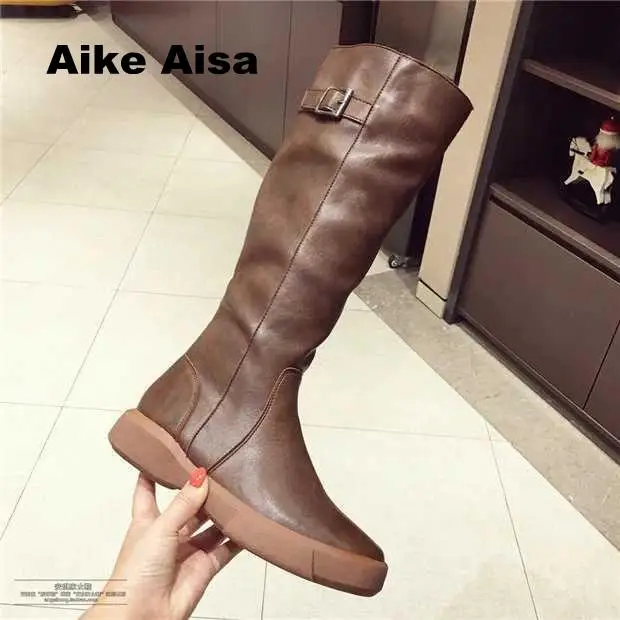 

Plus Size 35-42 Women Boots Female Knee High Woman Hot Fashion Shoes Black Leather Botas De Mujer Winter Rainboots Plush J60