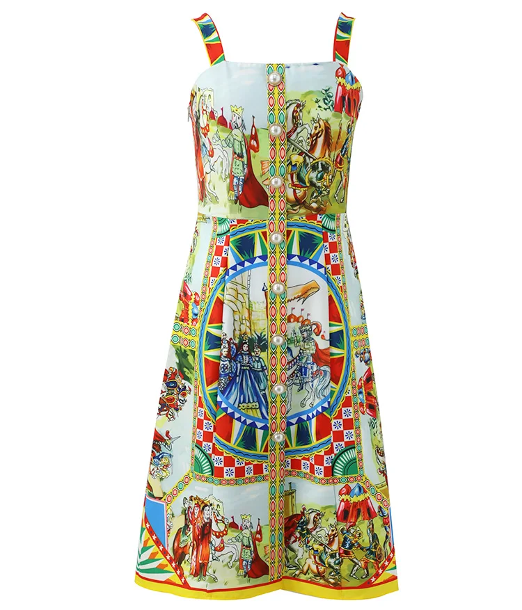 Женское платье с открытой спиной LD LINDA DELLA, повседневные платья миди без рукавов для отпуска на бретелях-спагетти с принтом персонажа, лето