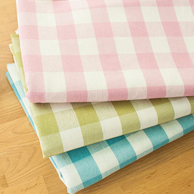 Пасторальная льняная хлопковая ткань с принтом, клетчатая хлопковая ткань для рукоделия, ручной работы, текстиль, шитье, пэчворк, для сумок, скатерти