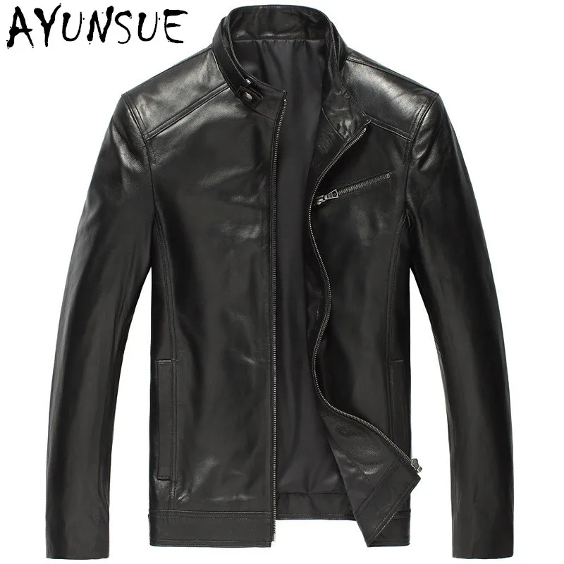 

AYUNSUE Genuine Leather Jackets Black Sheepskin Leather Jacket Men Coat High Quality Autumn Winter Mens Leather Jackets FYY578