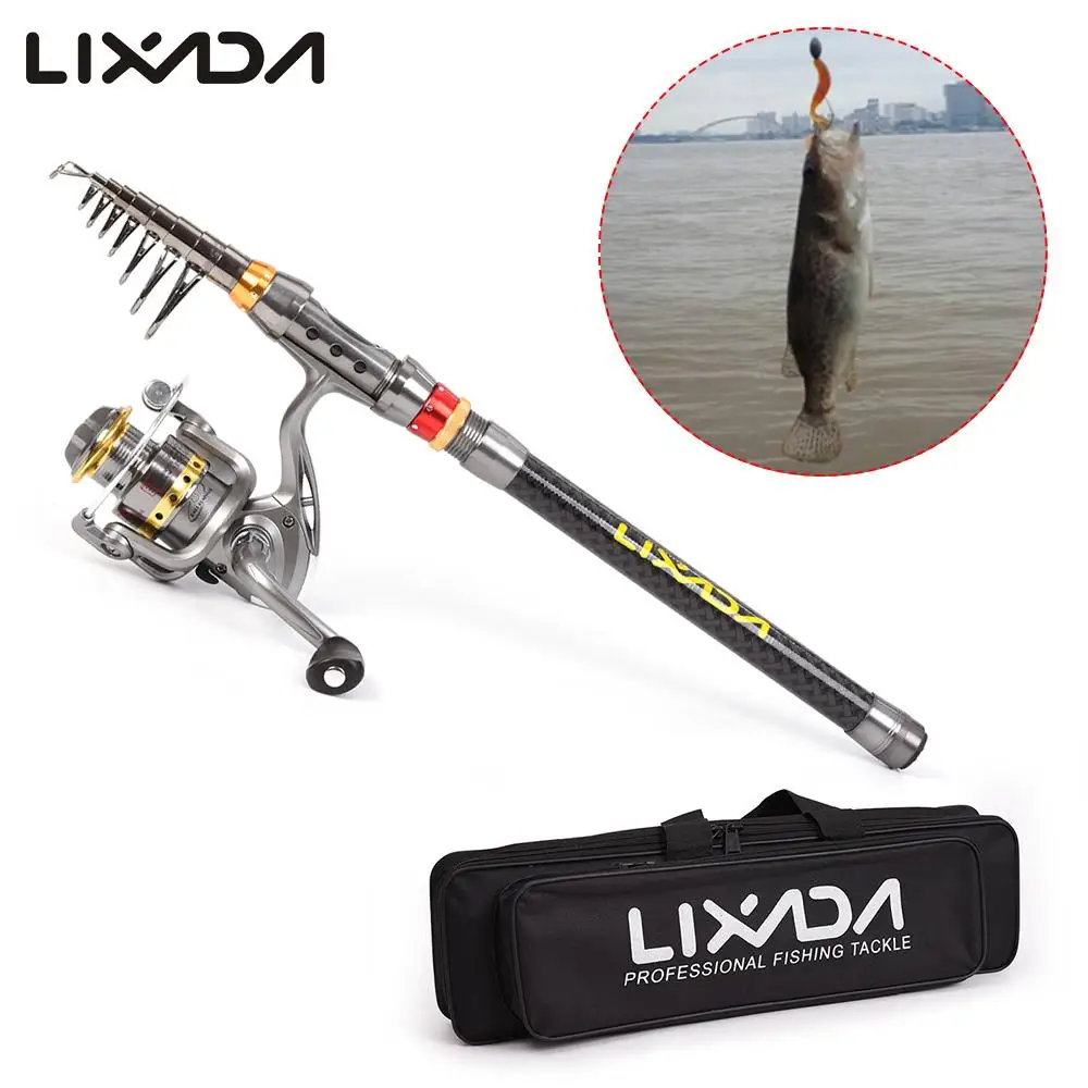 

Lixada Telescopic Fishing Rod Combo Reel Full Kit Carbon Fiber Pole+Spinning Fishing Tackle Carrier Bag Case Fishing Gear Set