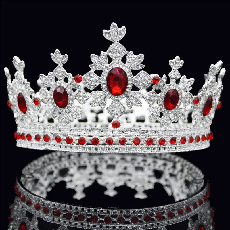 Свадебный венец для queen King диадема тиары синий кристалл серебряные тиары и короны невеста аксессуары для свадебной прически Аксессуары и украшения