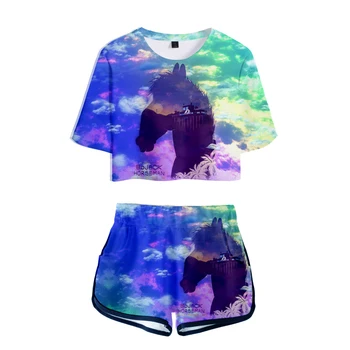 

Frdum Tommy Sexy 3D BOJACK HORSEMEN Leisure Set New Arrival Fashion Woman Short Sleeve and Short Pants Summer College Style