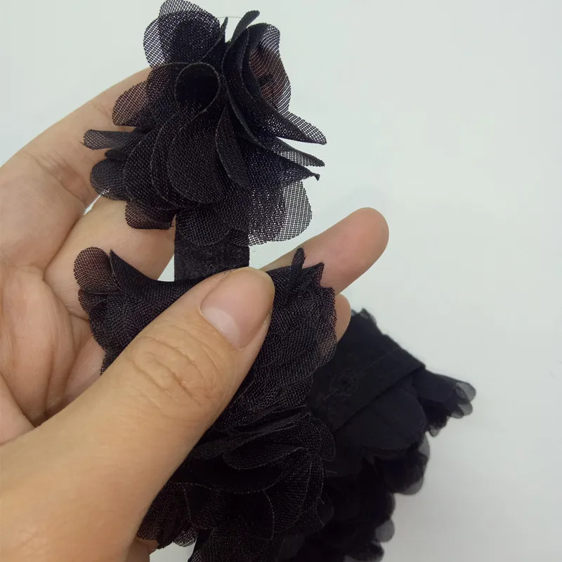 3D черный и розовый шифон Кружева цветок для DIY ремесло поставка материала