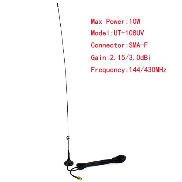 UT-108UV SMA-Female UHF+ VHF Магнитная автомобильная антенна для радио BAOFENG BF-888 S UV-5R UV-82 TYT рация - Цвет: female