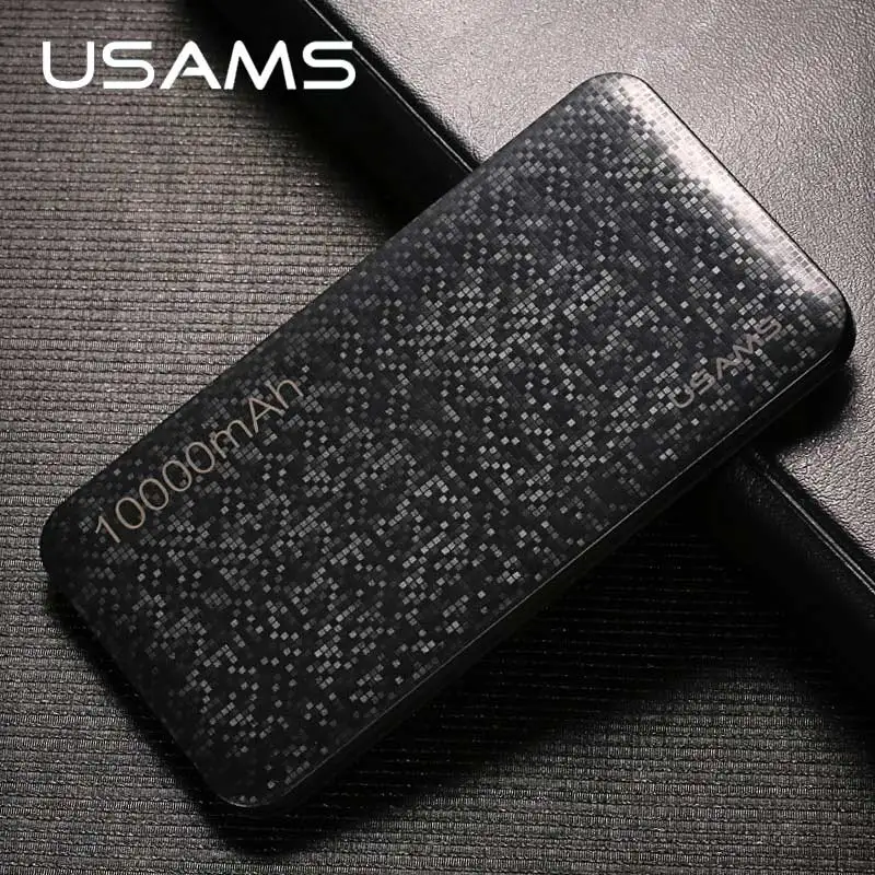 USAMS 10000mAh Dual USB Power bank Portable Mobile Phone Charger External Battery for iPhone Xs X 7 6s samsung S8 huawei xiaomi