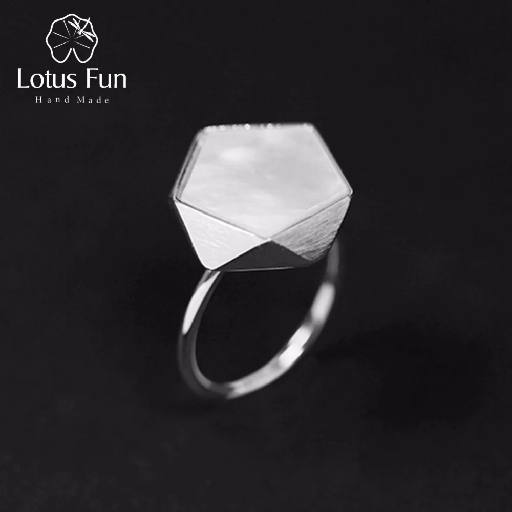 

Lotus Fun Genuine 925 Sterling Silver Ring Geometric Adjustable Rings for Women gold color silver 925 jewelry Bridesmaid gift