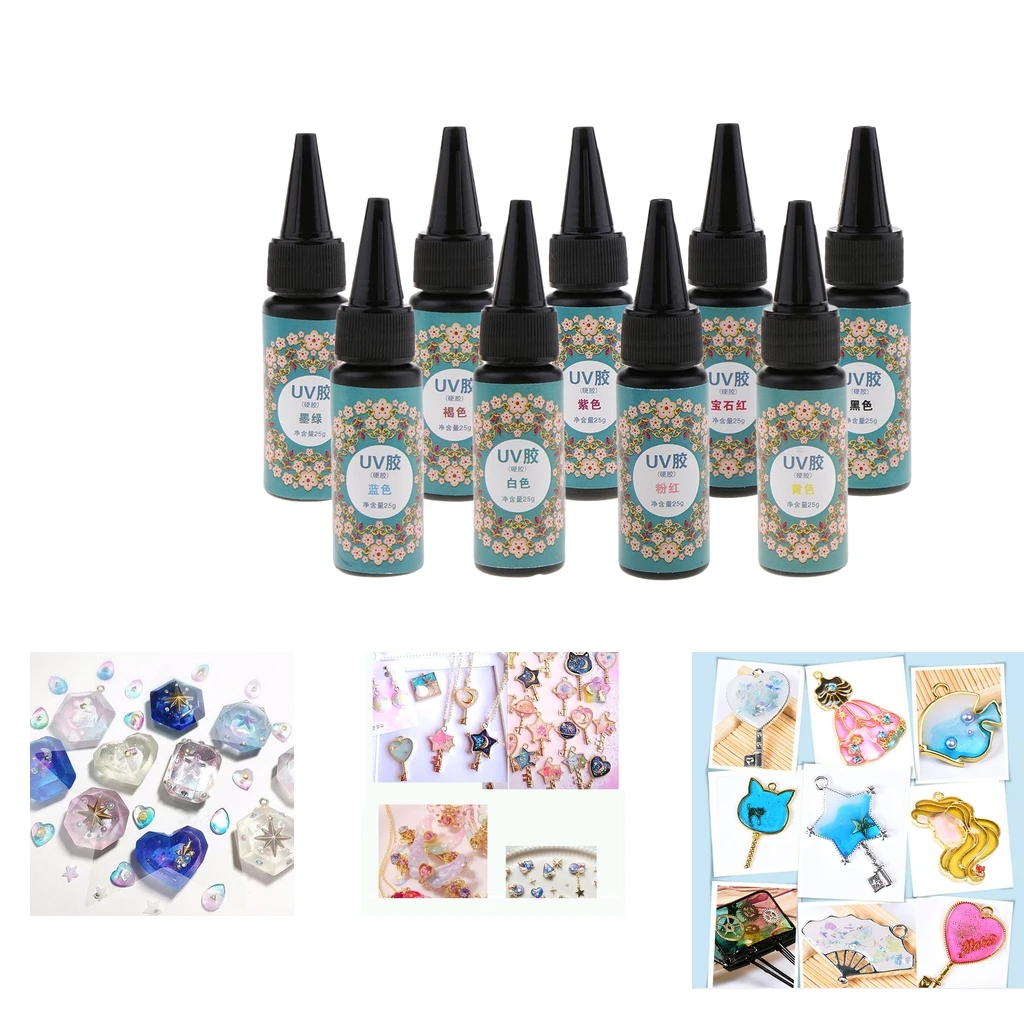 

25g UV Resin Ultraviolet Curing Resin Solar Cure Resin Sunlight Hard Glue 9 Colors for Epoxy Resin Casting Jewelry Making Craft