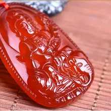 На новое место Природный лед красный агат кулон Знак Змея "Самантабхадра Будда