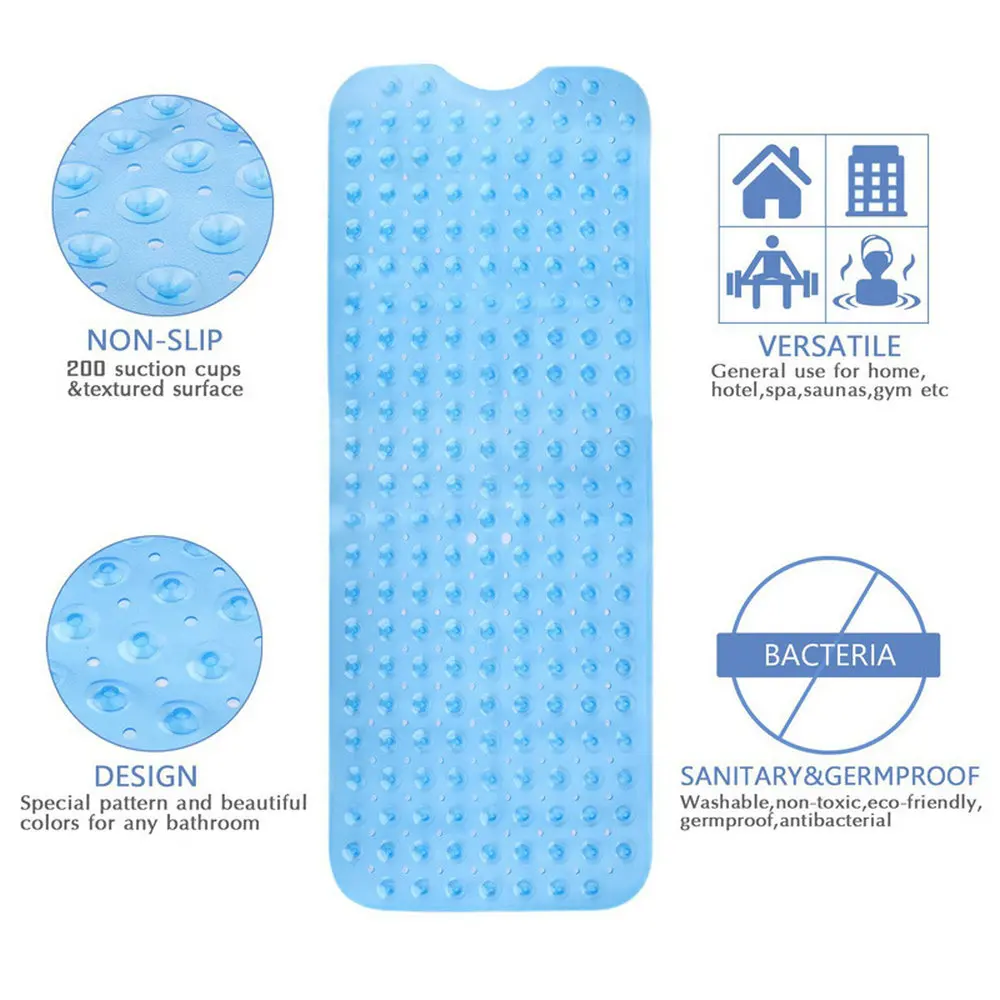 Удлиненные коврики для ванной Нескользящие устойчивые к плесени антибактериальные удлиненные коврики для душа на присоске захватывающие коврики для ванной 40x100 см