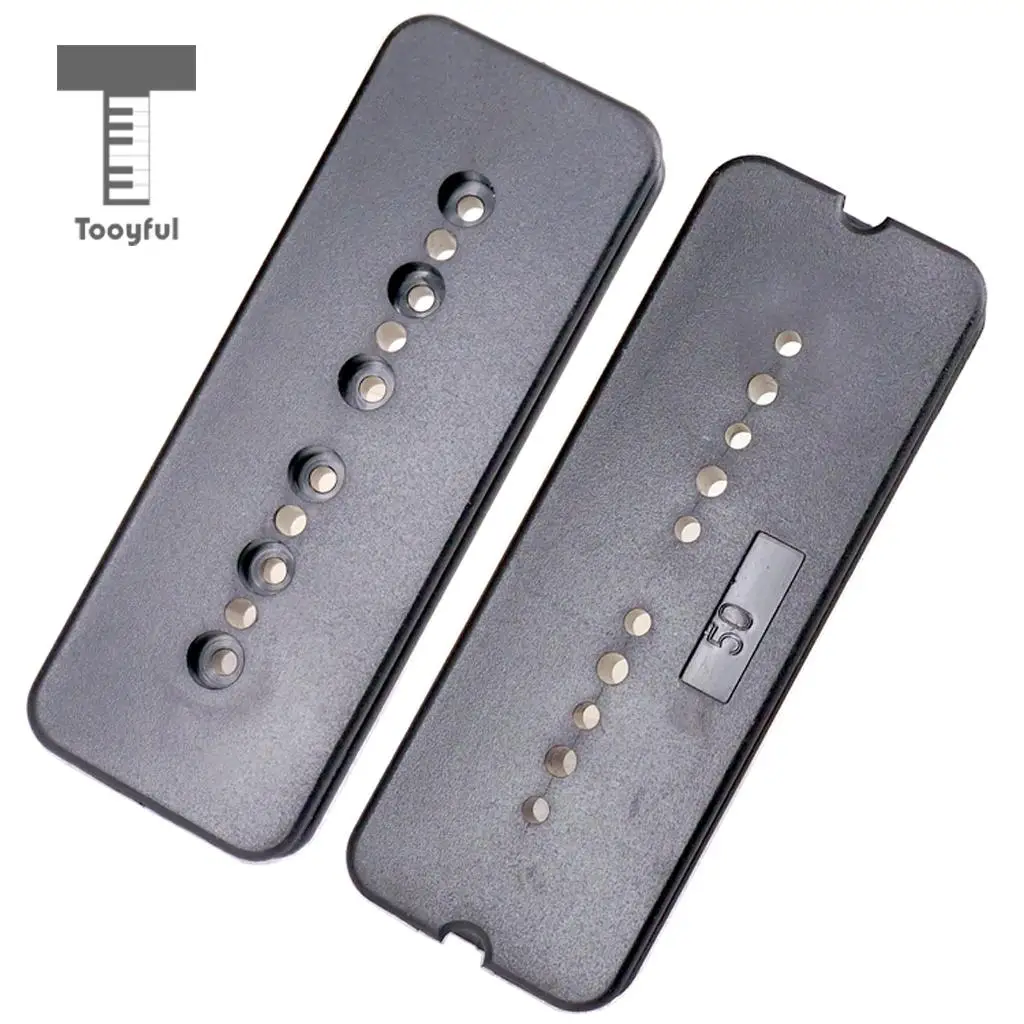 Tooyful 2Pcs Black Guitar Pickup Slug Bobbin Cover 50/52mm Hole Spacing for p90 Guitar Pickup