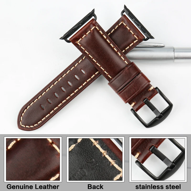 MAIKES 가죽 시계 밴드 Apple 시계 용 스트랩 45mm 41mm 42mm 44mm 40mm 시리즈 7 6 SE 5 4 3 iWatch 시계 밴드