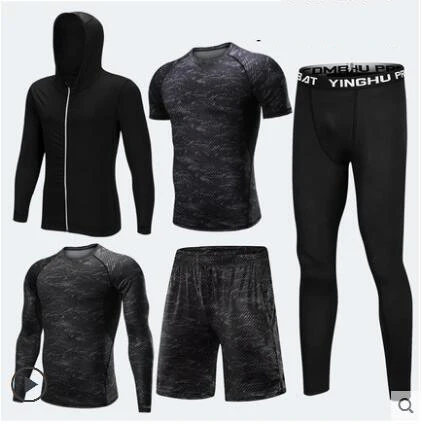 

2018 New Men the gym Fitness Sports Sports Physical training Clothes 2/5pcs Costumes Running Jogging Sportswear Sports Suit