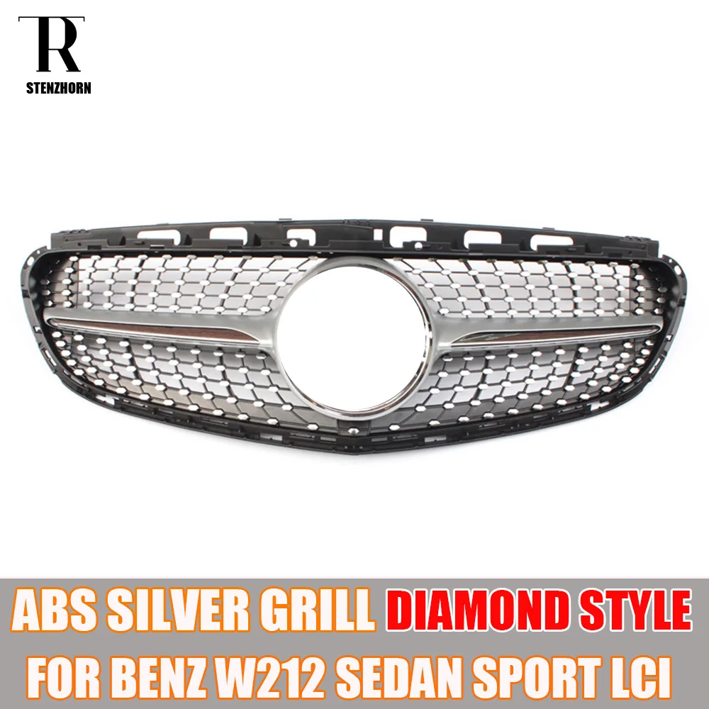 W212 ABS Silver Diamond Style Front Grill Grille for Benz W212 E-CLASS LCI with Sport bumper 2014 2015 2016