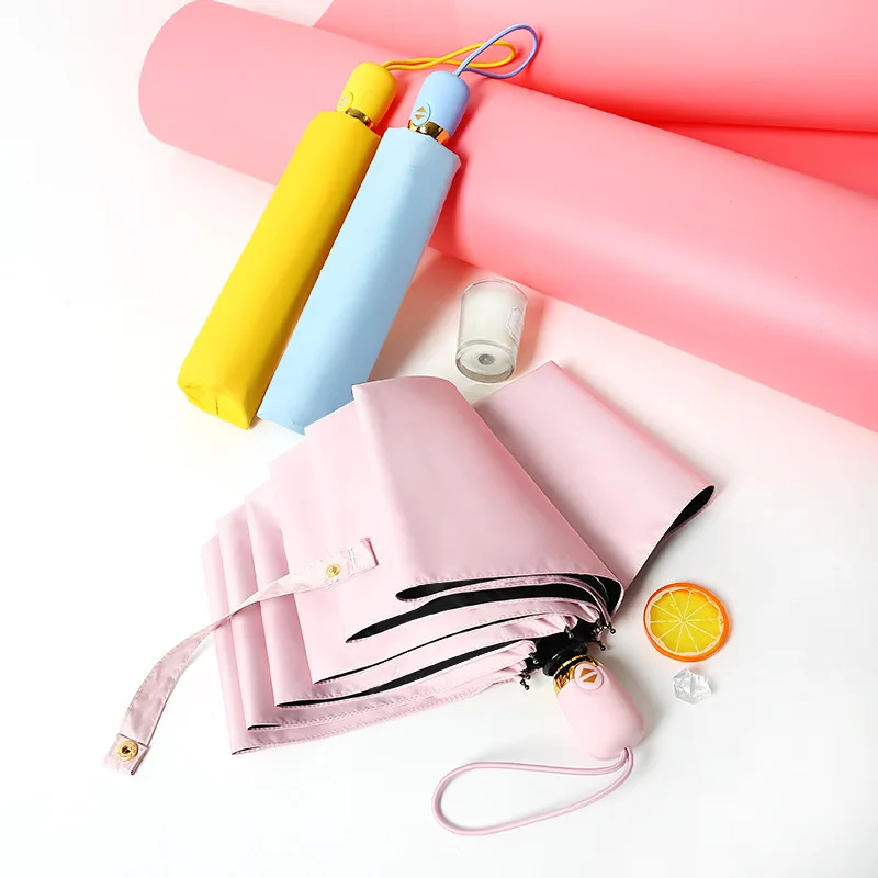 Automatic Small Umbrella Mini Women's Solid Sun Black Coating Kid Umbrellas Rain Women LY30 | Дом и сад