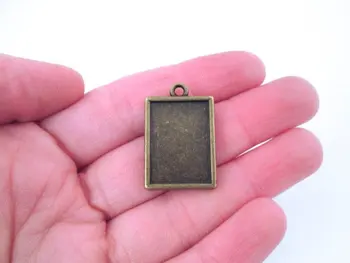 

Double sided bezel settings, Rectangle Setting brass plated, Pick your amount, B112theof