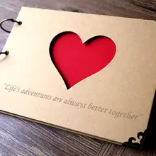 Деревенская индивидуальная в форме сердца свадебный альбом для скрапбукинга гость книга для новобрачных, вечеринка в честь новорождённого дня рождения украшения сувениры