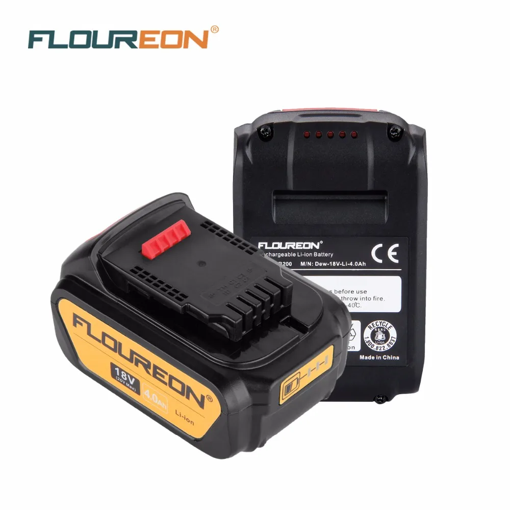 

FLOUREON 18V 4000mAh Li-ion Rechargeable Battery for Dewalt 18V DCB181 DCB182 DCD780 DCD785 DCD795 DCF885 Cordless Drill Driver