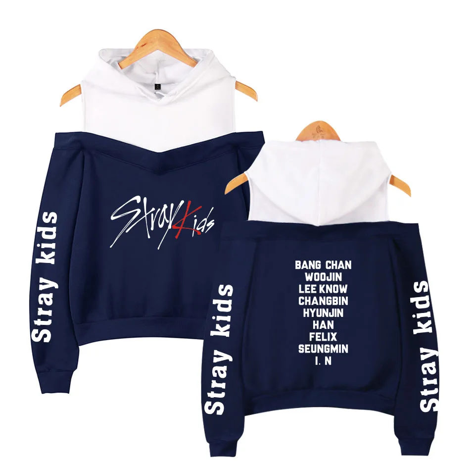 Frdun Tommy stray kids KPOP Off-shoulder Sweatshirt Women Fashion Hip Pop Printed Women Hoodies Highstreet Sweatshirt  (5)