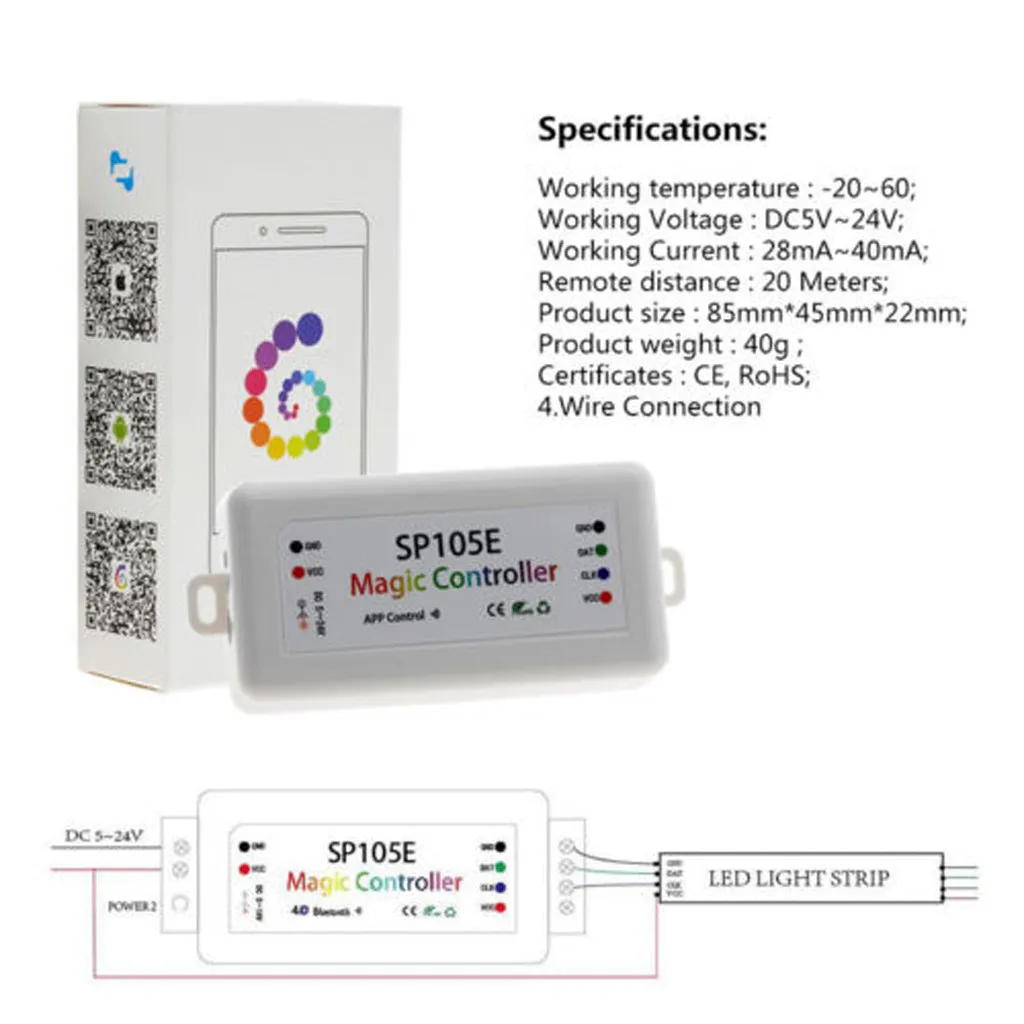 SP105E Bluetooth SP107E музыкальный SP108E WiFi светодиодный контроллер для WS2812B WS2811 Светодиодный, Новое поступление, Прямая поставка