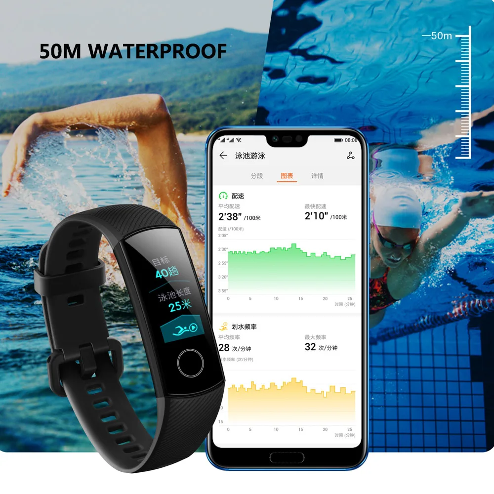 Новый смарт браслет Huawei Honor Band 4 цветной сенсорный Amoled дисплей 0 95 дюйма пульсометр