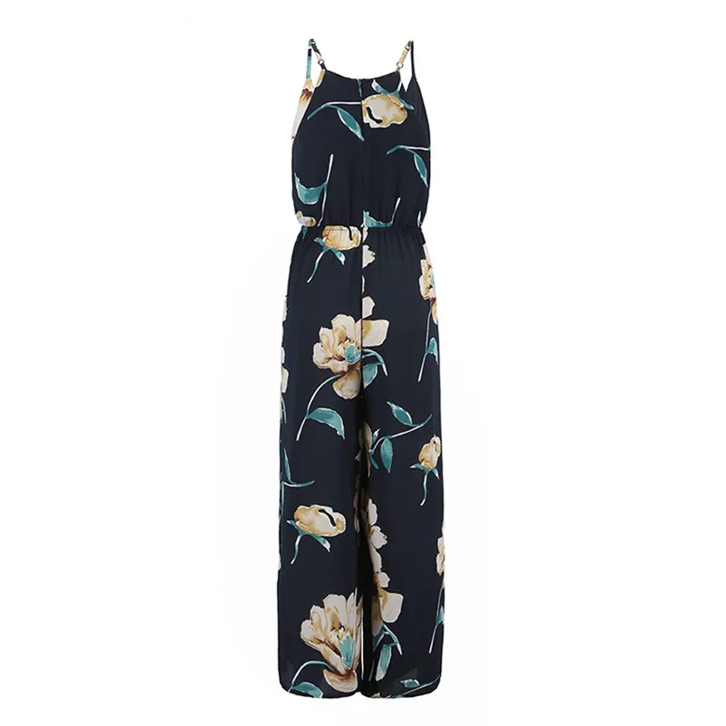 Fashion summer jumpsuit 2018 woman Lady Strappy Floral Sling Long Trouser Playsuits Jumpsuit Rompers pantaloni siamesi J21#N (8)
