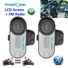 FreedConn 2 шт. ЖК-экран FM Функция 3 всадники Hi-Fi динамик мотоцикл домофон BT Bluetooth беспроводной домофон шлем гарнитура