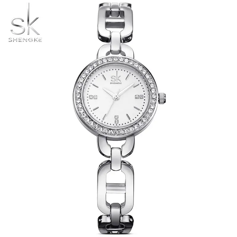 

SK Dress Watches for Female Ladies Stainless Steel Watchband Strap Women's Hour Hook Buckle Clock Quartz Reloj Mujer 2017