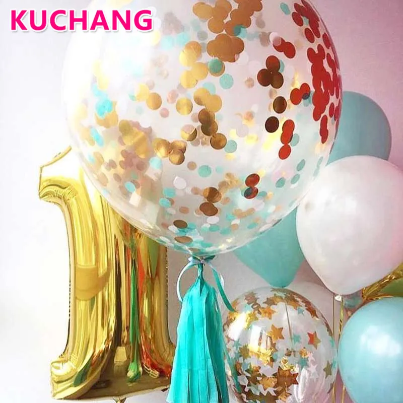

8pcs/lot 12inch Inflatable Clear Transparent Confetti Latex Balloons Wedding Baby Shower Birthday Party Decorations Supplies