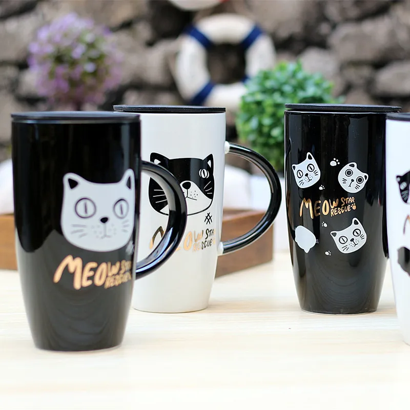 600ml Large Capacity Coffee Cup Cartoon Cat Ceramic Mugs Fashion Coffee Cup Cartoon Cat Ceramic Mugs