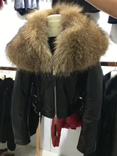 female sheep leather jacket fashion Women Genuine Sheepskin short coat with raccoon fur collar black red