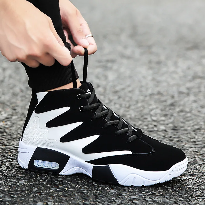 

Men's Fashion High Top Basketball Shoes Spring Autumn Lace Up Outdoor Sneakers Casual Shoes Breathable Flats Shoes