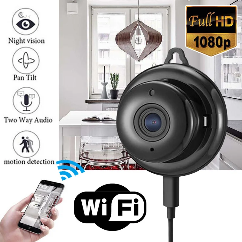 New 1pc 2.8mm Wireless Mini WIFI IP Camera Night Vision Smart Home Security Camcorders US/EU Plug Mayitr