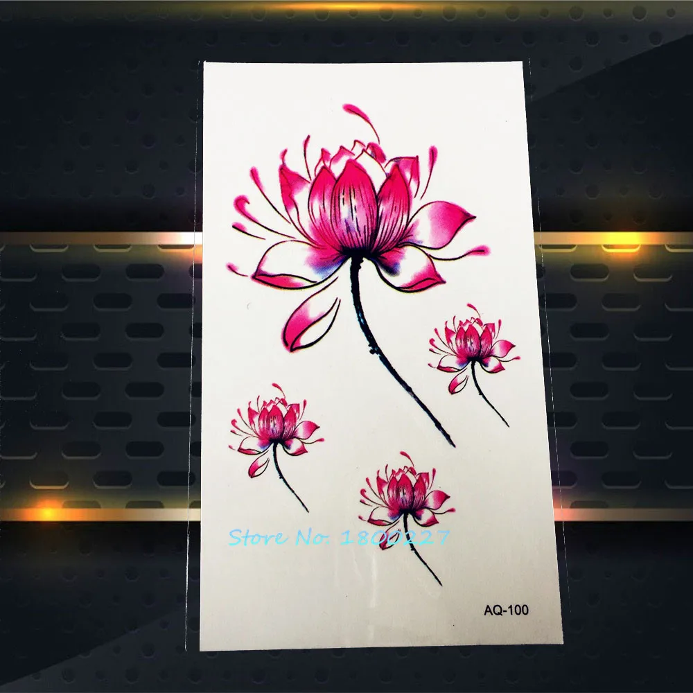 

1PC Pink Lotus Tattoo Paste 3D Design PAQ-100 Tatouage Taty Flower Blossom Sexy Women Makeup Tattoo Sticker Body Art Tatoo