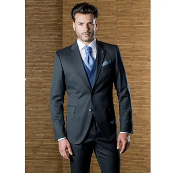 

Fashion men's suit Black Wedding Mens Suits Slim Fit Bridegroom Tuxedos Men Groomsmen Suit Custom Made (Jacket+Pants+Vest) A215