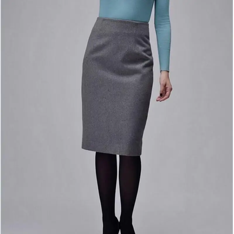 

New 2015 Autumn Winter Women Woolen Skirts Fashion High Waist Pencil Skirt Black , Gray , Red Casual Plus Size Skirts Women