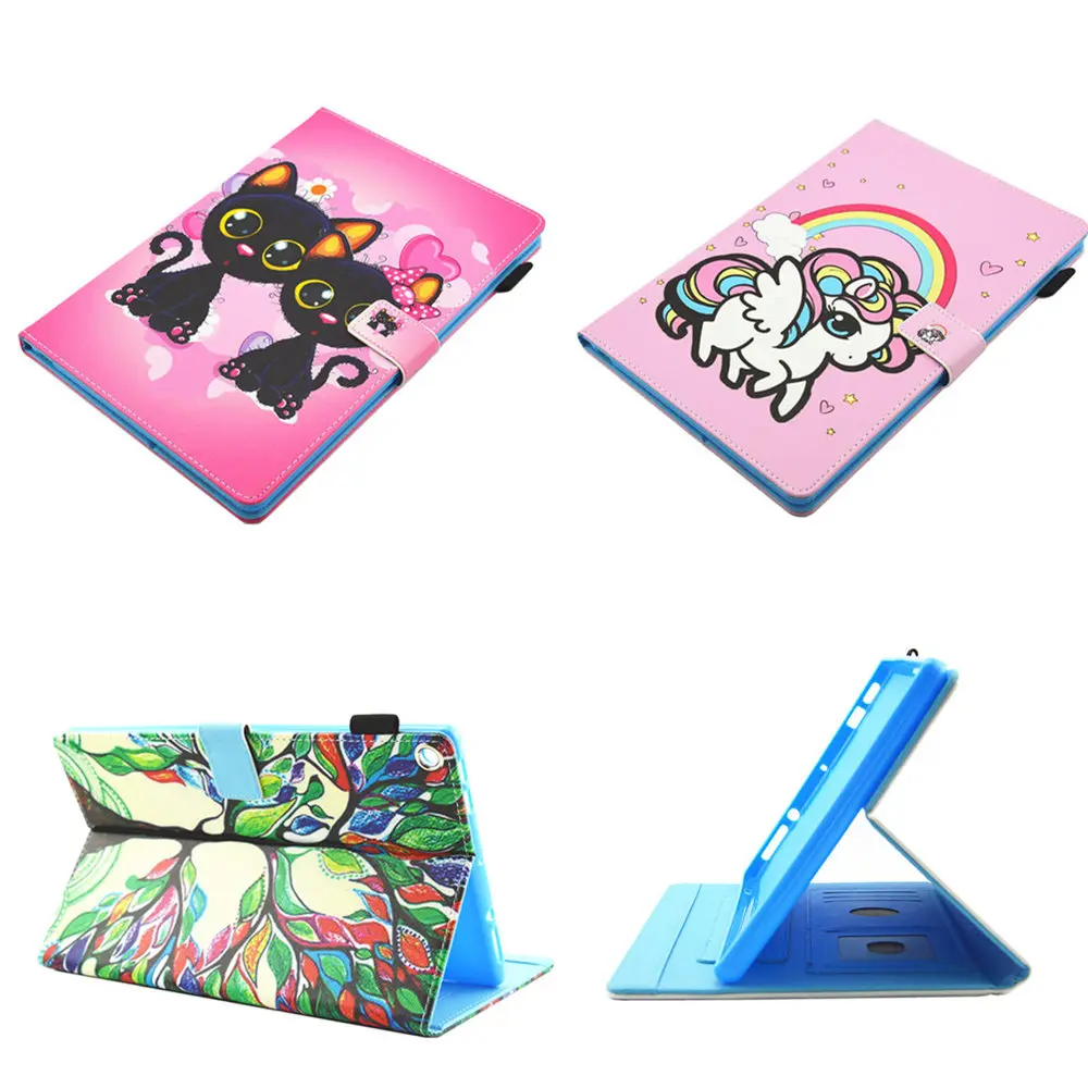 Painted Print PU Leather Flip Cute Cover Case For kindle fire hd8 7th Generation Amazon Kindle Fire HD 8 2017 Release 8.0'' |