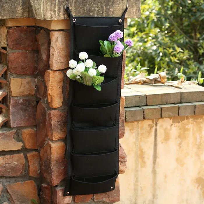 7 карманами новая фетровая настенная сумка садовая сумка подвесная настенная мешок открытый сад настенный светильник сумка зеленого Field30cm* 100 см