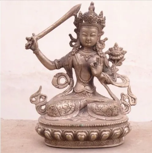 

Metal Crafts Asian Antiques china tibet white copper and siliver Buddha statue 17*12cm old