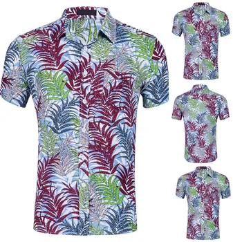 

KLV 2019 TOP Men's New Short Sleeves Of Beach Wind Printing Fashion Cotton Short Sleeve Top PP 12.18