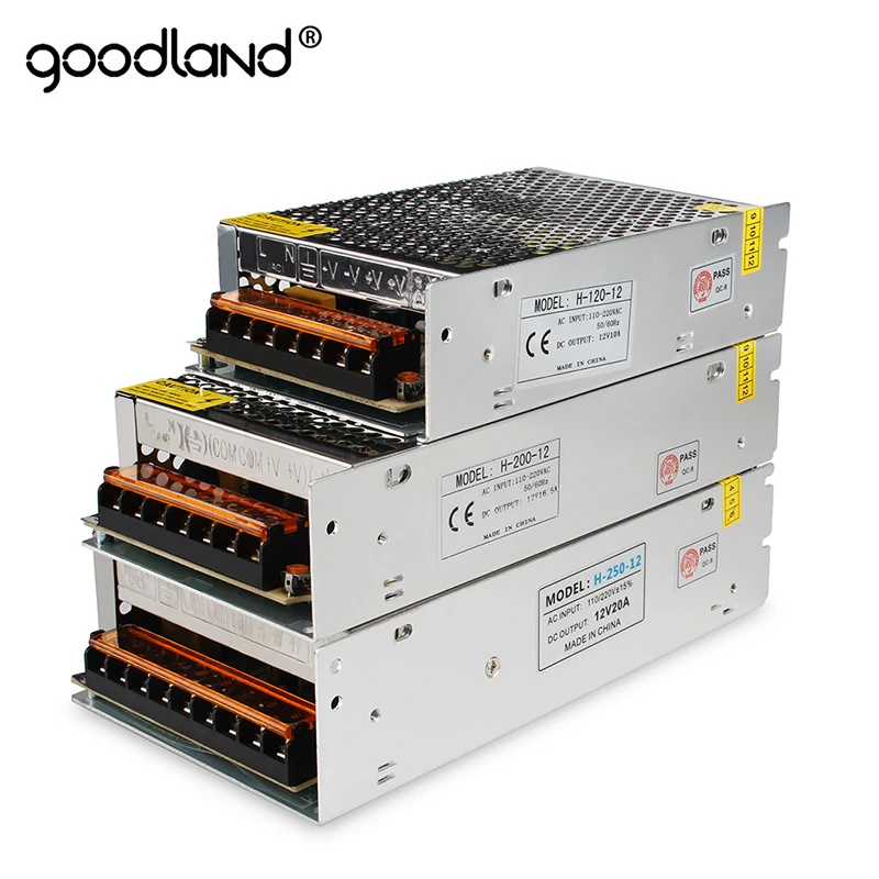 Goodland 12 В блок питания светодиодный адаптер с драйвером 1A 2A 3A 5A 10A 15A 20A 30A