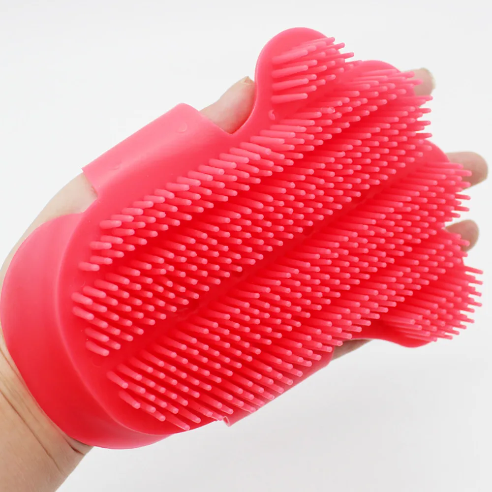 Pet Dog Cat Bathing Brush Silicone Grooming Massage Hair Fur Cleanning