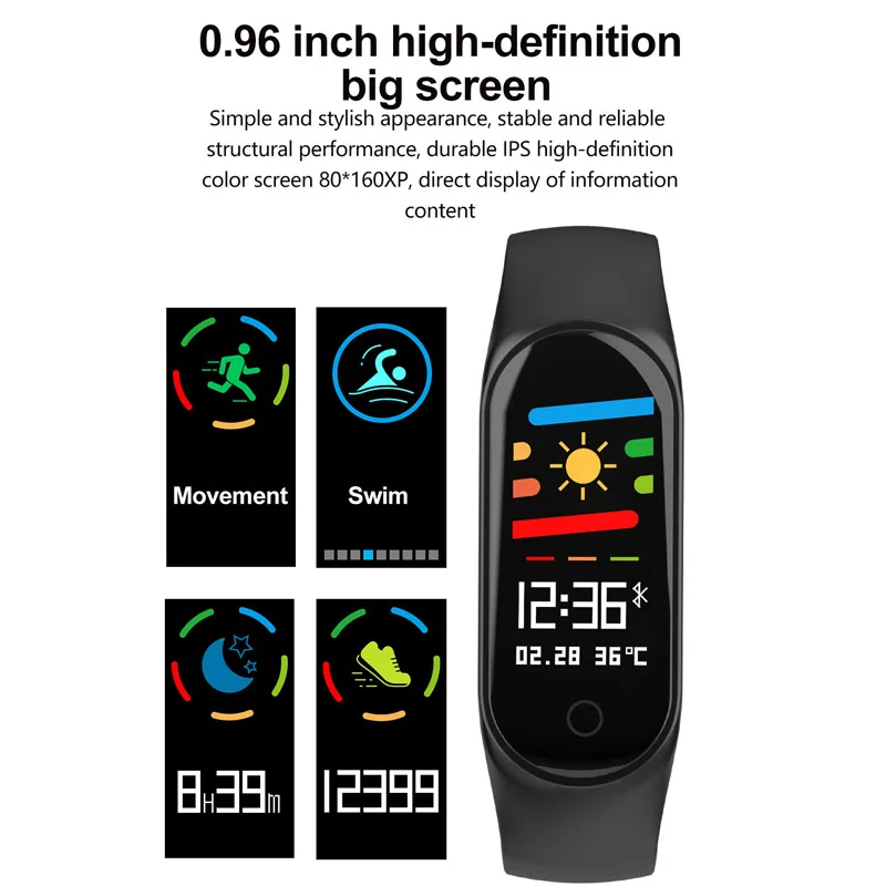 Greentiger M3S Smart Band Blood Pressure Heart Rate Monitor Smart Wristband Fitness Tracker Smart Bracelet For Android IOS phone