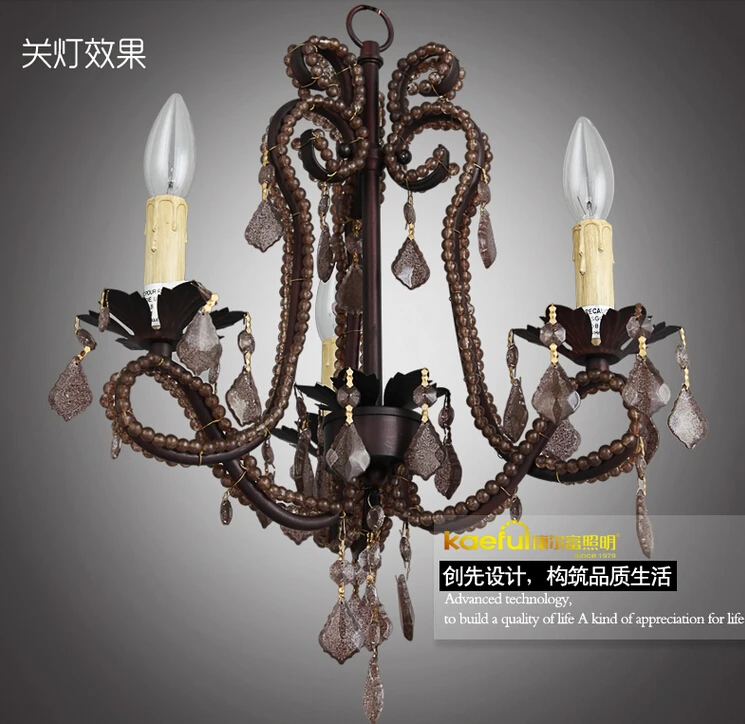 

Nordic American Vintage Wrought Iron Crystal Chandeliers Restaurants lustres de cristal 3 Heads Home Lighting Modern Chandeliers